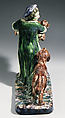 Boy carrying pups, Lead-glazed earthenware, French, Fontainebleau