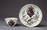 Teabowl and saucer, Hard-paste porcelain, Chinese, for Portuguese market