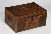 Box, Attributed to Pierre Hache (Grenoble, France, 1705–1776), Walnut, burr-walnut veneer and other woods, mother-of-pearl, ivory and wrought iron, French, Grenoble