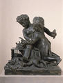 Children playing with birds, Francesco Ladatte (Italian, Turin 1706–1787 Turin), Lead, Italian, Turin