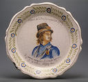 Plate with portrait of Henri de Verger, Comte de la Rochejaquelein, Faience (tin-glazed earthenware), French, Nevers