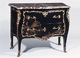 Commode, Martin Criaerd (French, 1689–1776), Oak veneered with ebonized and lacquered wood; gilt bronze; Rance marble, French, Paris