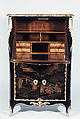 Upright secretary, Pierre Macret (1727–after 1796), Lacquer, satinéwood, tulipwood and purplewood; brèche d'Alep marble, French