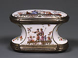 Snuffbox, Meissen Manufactory (German, 1710–present), Hard-paste porcelain, silver, German, Meissen