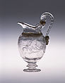 Altar cruet (one of a pair), Rock crystal, with partly enameled gold mounts, Italian, Milan