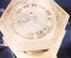 Table clock, Brass gilt, silver, glass, brass, steel, German