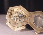 Table clock, Brass gilt, silver, glass, brass, steel, German
