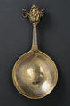 Rattle spoon, Hans Johansson Stadius (master 1713, working still in 1722), Silver, parcel gilt, Swedish, Karlskrona