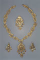 Parure comprised of a necklace, two pendants, and a pair of earrings (assembled), Gold, diamonds, Portuguese or Spanish