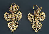 Pair of earrings, Gold, diamonds, Portuguese