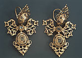 Pair of earrings, Gold, emeralds, probably Spanish