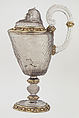 Ewer with cover, After a design by Reinhold Vasters (German, Erkelenz 1827–1909 Aachen), Rock crystal, silver gilt, enamel, diamonds, probably French