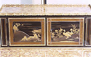 Desk (bonheur du jour), Claude-Charles Saunier (French, 1735–1807), Oak, veneered with ebony, Japanese lacquer, brecchilito marble and gilt-bronze mounts, French