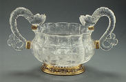 Bowl, Rock crystal, silver gilt, rubies, Italian, probably Milan