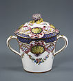 Cup with cover and tray (gobelet à lait et corbeille carré), Sèvres Manufactory (French, 1740–present), Soft-paste porcelain, French, Sèvres