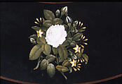 Marble-top table, Theophil Hansen (Danish, Copenhagen 1813–1891 Vienna), Belgian black marble and semi-precious stones; painted pine, ebonized fruitwood; brass, gilt bronze, Italian, Florence and Austrian, Vienna