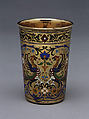 Beaker, Silver gilt, opaque and translucent enamels, Russian
