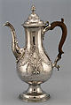 Coffeepot, Possibly by William Garrard (active 1735–73), Silver, wood, British, London