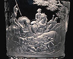 Goblet with cover, Engraved decoration in the style of August Böhm (1812–1890), Glass, Austrian or Bohemian
