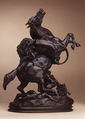 Horse Surprised by a Lion, Antoine-Louis Barye (French, Paris 1795–1875 Paris), Bronze, French