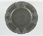 Dish, Engelbert Kayser (German, 1840–1911), Pewter, German
