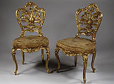 Side chair (one of a pair), Gilt wood, German