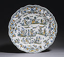 Dish, Faience (tin-glazed earthenware), French, Moustiers