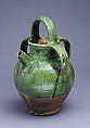 Water jar with spout (vase à bec), Lead-glazed earthenware, French, La Chapelle-des-Pots