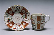 Cup and saucer, Worcester factory  British, Soft-paste porcelain, British, Worcester