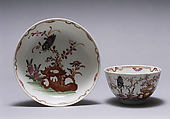 Teabowl and saucer, Lowestoft British, Hard-paste porcelain, British, Lowestoft