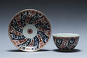 Teabowl and saucer, Worcester factory  British, Soft-paste porcelain, British, Worcester