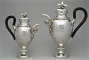 Hot milk pot, Alois Simpert Eschenlohr (1785–1837, master 1824?), Silver, ebony, ivory, macassar ivory, German, Augsburg