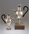 Hot milk pot, Alois Simpert Eschenlohr (1785–1837, master 1824?), Silver, ebony, ivory, macassar ivory, German, Augsburg