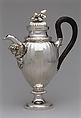 Coffeepot, Alois Simpert Eschenlohr (1785–1837, master 1824?), Silver, ebony, ivory, macassar ivory, German, Augsburg