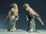 Pair of birds, Salt-glazed stoneware, British, Staffordshire