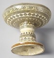 Tazza with cover, Lead-glazed earthenware inlaid with slip, with molded ornament, with 20th century unpainted foot, French, Saint-Porchaire or Paris