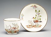 Cup and saucer, Chantilly (French), Soft-paste porcelain, French, Chantilly