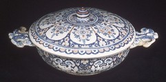 Bowl with cover, Faience (tin-glazed earthenware), French, Rouen