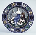 Dish with Diana and the stag, Bernard Palissy French, Lead-glazed earthenware, French
