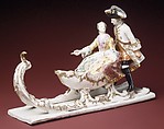 Man and woman with sleigh, Ansbach Pottery and Porcelain Manufactory  German, Hard-paste porcelain, German, possibly Ansbach