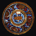 Cover for a dish or vase, Maiolica (tin-glazed earthenware), lustered, Italian, Gubbio