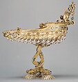 Cup, Gold, partly enameled and set with diamonds, emeralds, rubies, pearls, sardonyx, and glass, European