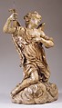 Candle-bearing angel (one of a pair), Workshop of Giuseppe Mazzuoli (Italian, Siena 1644–1725 Siena), Terracotta with later remains of paint, Italian, Siena