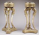 Pair of tripod stands (athèniennes), After a design by Jean-Henri Eberts, Carved and gilded pine; brass liners; gilt bronze, French