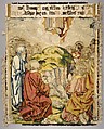 The Ascension from a set of The Passion, Design based on a woodcut by Albrecht Dürer (German, Nuremberg 1471–1528 Nuremberg)  , from the Small Passion, Wool, silk, metal thread (20 warp threads per inch, 8 per cm.), German, Alsace, possibly Strasbourg