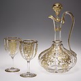 Wineglass (part of a service), Glass, gold, French