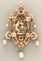 Sixteenth-century-style pendant, Possibly after a design by Reinhold Vasters (German, Erkelenz 1827–1909 Aachen), Gold, enamel, diamonds, rubies, pearls, Italian