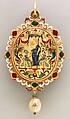 Prudence, Enamel on reverse after a design by Etienne Delaune (French, Orléans 1518/19–1583 Strasbourg), Chalcedony, mounted in gold with enamel, rubies, emeralds, diamond, and pearl, French, Paris