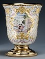 Beaker (one of a pair), Workshop of Charles Fromery (1685–1738), Painted enamel on copper, partly gilt; silver gilt, German, probably Berlin