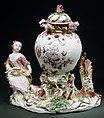 Potpourri Vase with Girl and Dog, Mennecy, Soft-paste porcelain, French, Mennecy